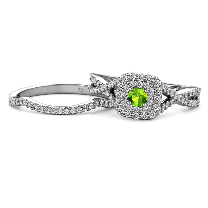 Maisie  Prima 0.65 ctw Peridot (3.80 mm) Halo Bridal Set Ring 