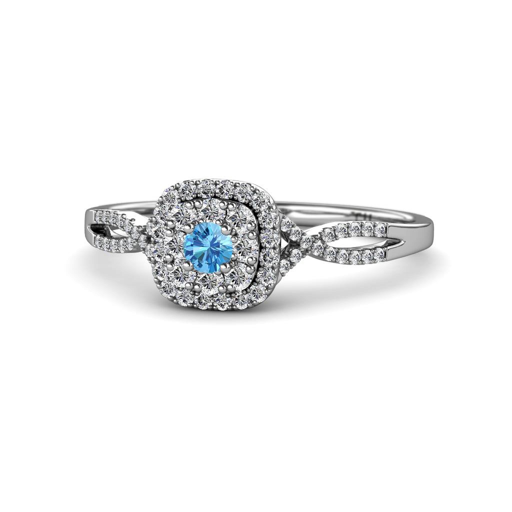 Yesenia Prima Blue Topaz and Diamond Halo Engagement Ring 