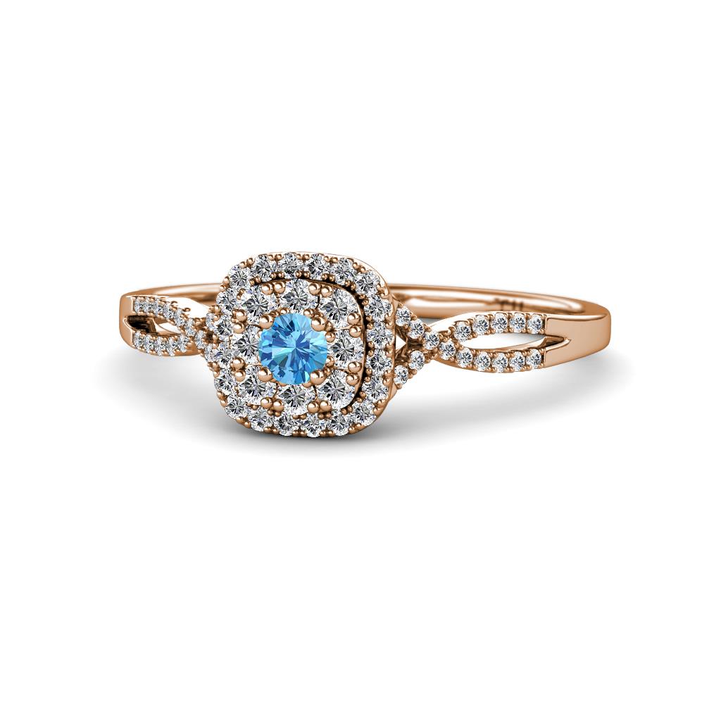 Yesenia Prima Blue Topaz and Diamond Halo Engagement Ring 