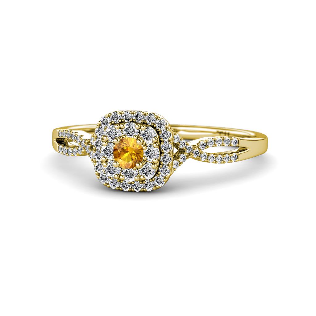Yesenia Prima Citrine and Diamond Halo Engagement Ring 