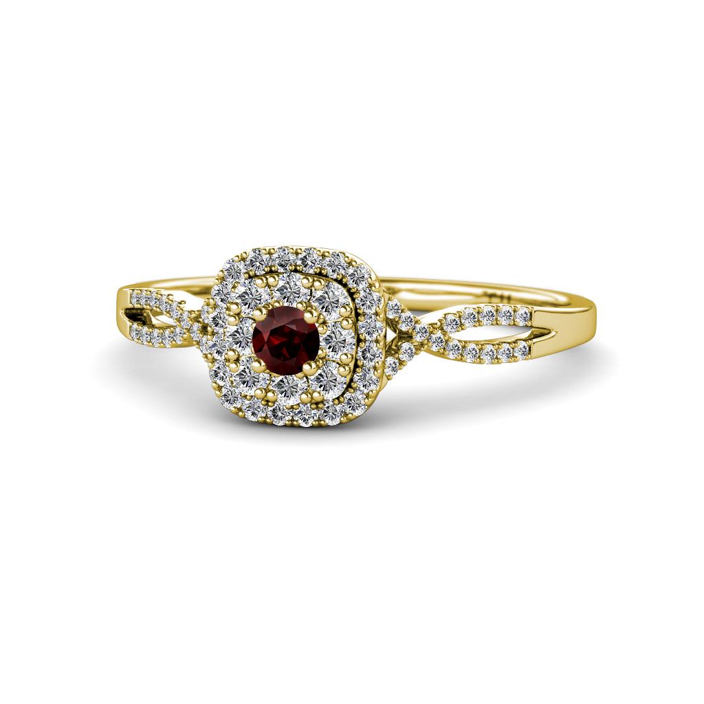 Yesenia Prima Red Garnet and Diamond Halo Engagement Ring 