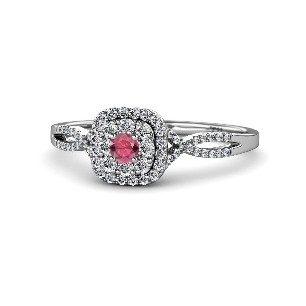 Yesenia Prima Rhodolite Garnet and Diamond Halo Engagement Ring 