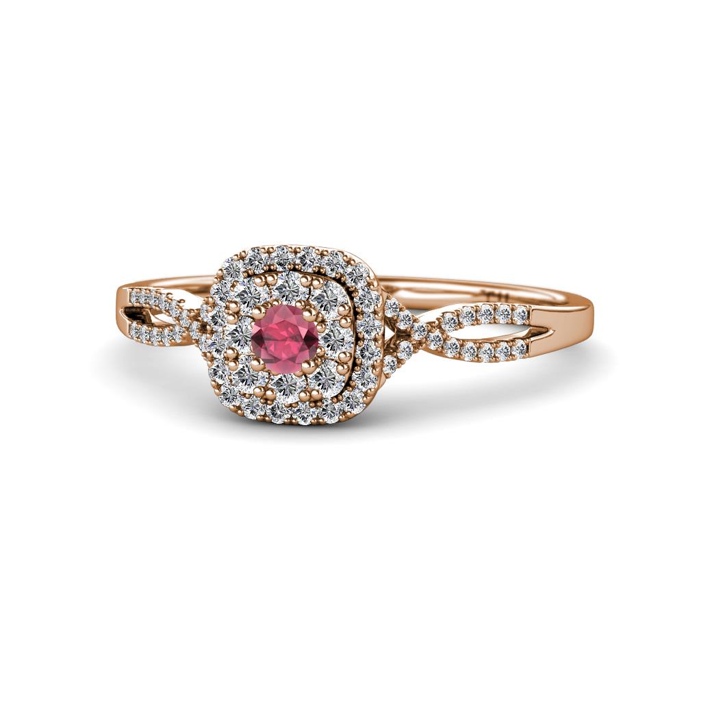 Yesenia Prima Rhodolite Garnet and Diamond Halo Engagement Ring 