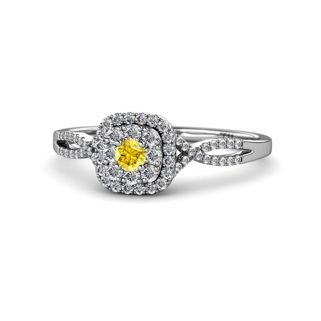 Yesenia Prima Yellow Sapphire and Diamond Halo Engagement Ring 