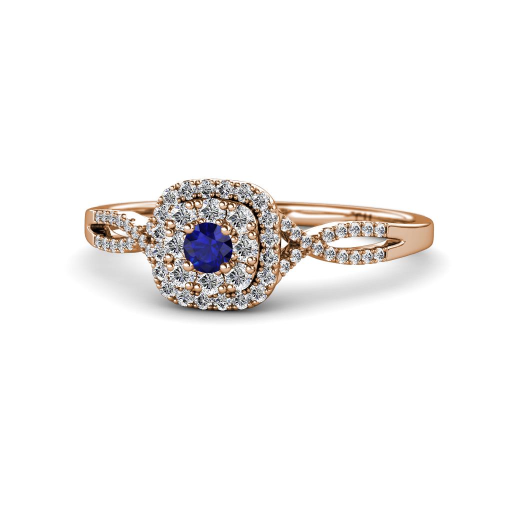 Yesenia Prima Blue Sapphire and Diamond Halo Engagement Ring 