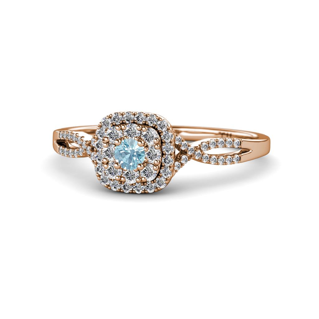 Yesenia Prima Aquamarine and Diamond Halo Engagement Ring 