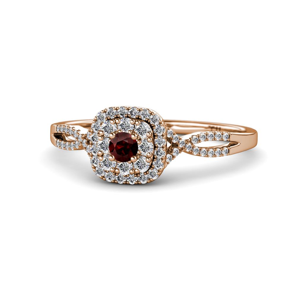 Yesenia Prima Red Garnet and Diamond Halo Engagement Ring 