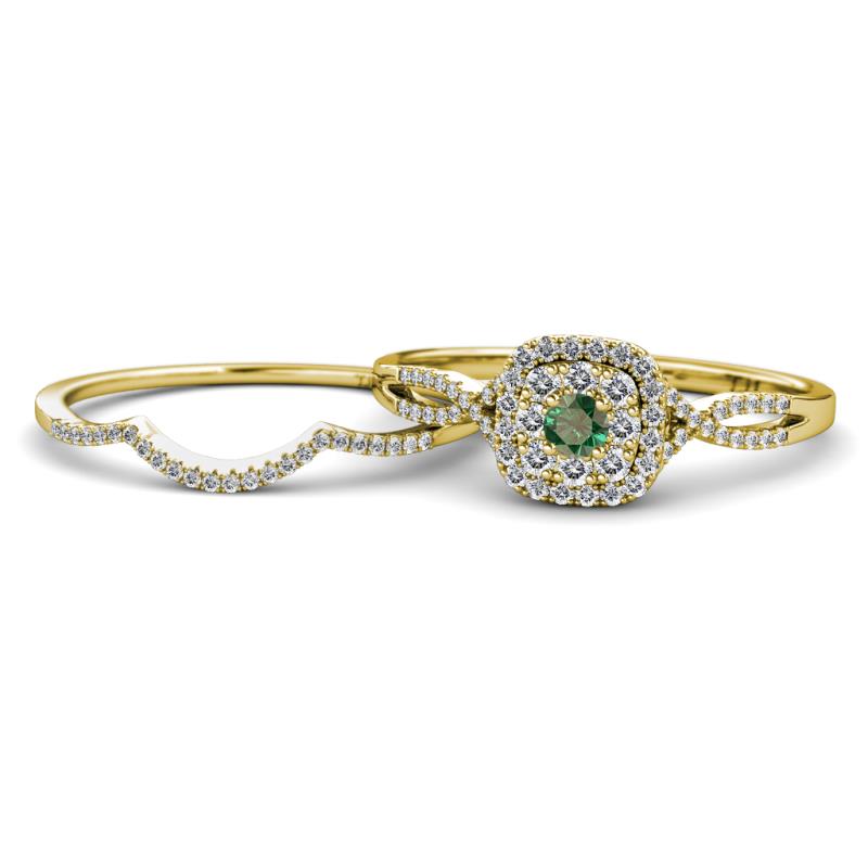 Yesenia Prima Diamond and Lab Created Alexandrite Halo Bridal Set Ring 