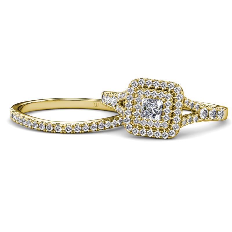 Zinnia Prima Diamond Double Halo Bridal Set Ring 