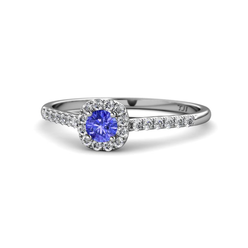 Selena Prima Tanzanite and Diamond Halo Engagement Ring 