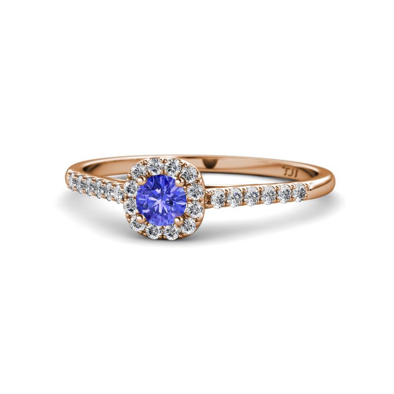 Selena Prima Tanzanite and Diamond Halo Engagement Ring 