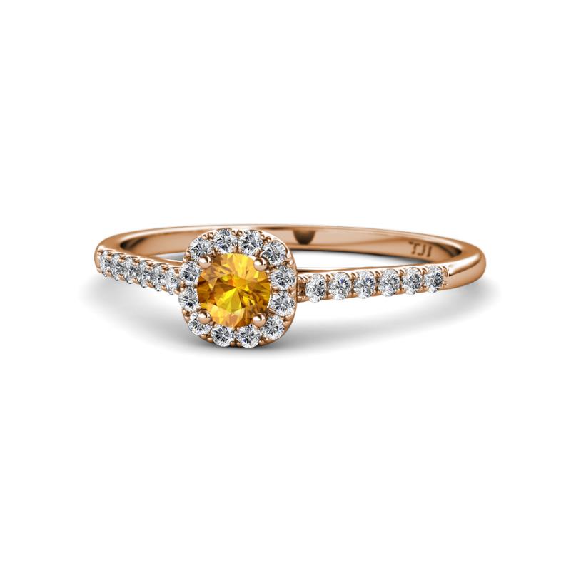 Selena Prima Citrine and Diamond Halo Engagement Ring 