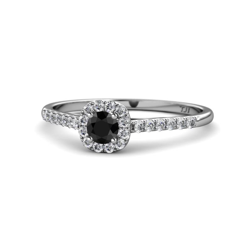 Selena Prima Black and White Diamond Halo Engagement Ring 