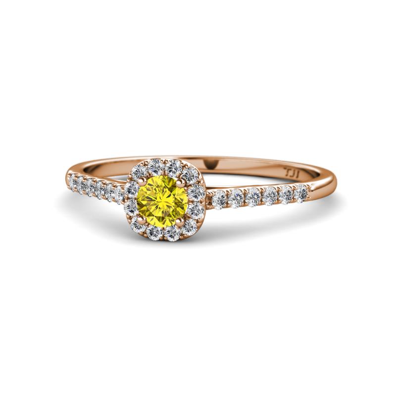 Selena Prima Yellow and White Diamond Halo Engagement Ring 