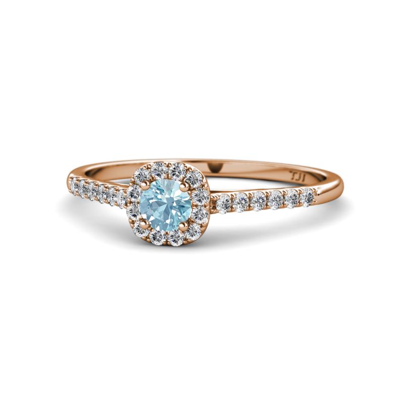 Selena Prima Aquamarine and Diamond Halo Engagement Ring 