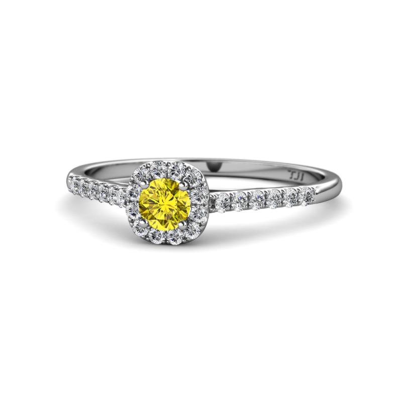 Selena Prima Yellow and White Diamond Halo Engagement Ring 