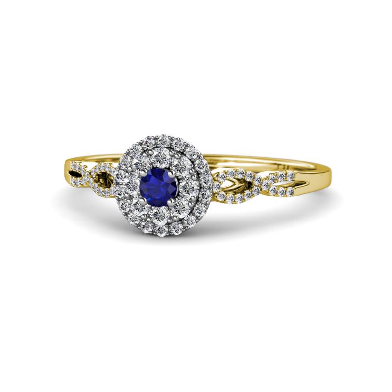 Iliana Prima Blue Sapphire and Diamond Halo Engagement Ring 