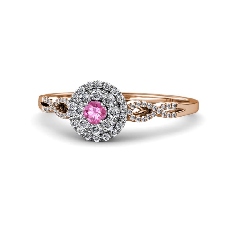 Iliana Prima Pink Sapphire and Diamond Halo Engagement Ring 