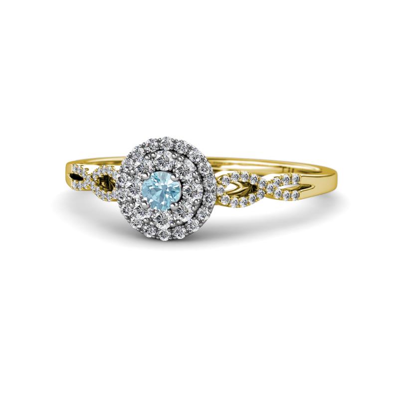 Iliana Prima Aquamarine and Diamond Halo Engagement Ring 