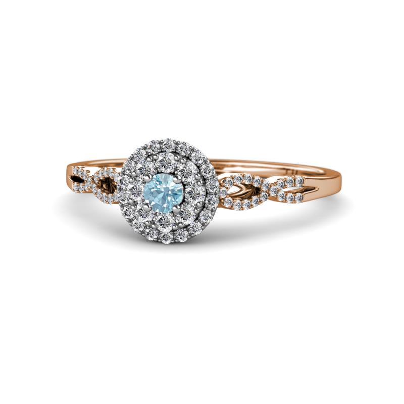 Iliana Prima Aquamarine and Diamond Halo Engagement Ring 