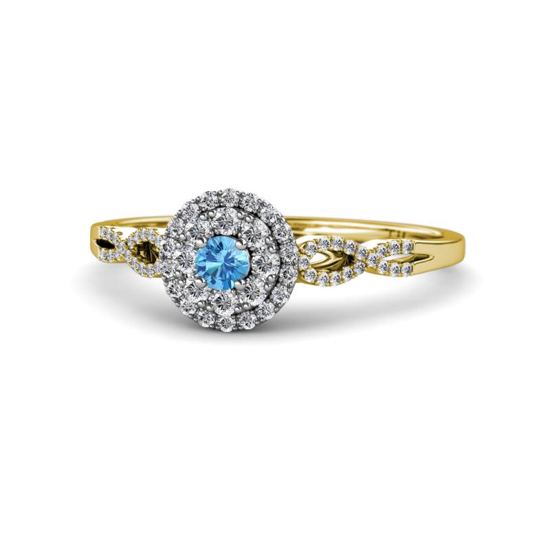 Iliana Prima Blue Topaz and Diamond Halo Engagement Ring 