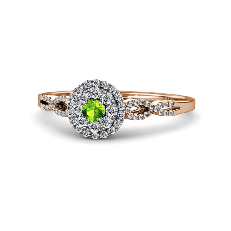 Iliana Prima Peridot and Diamond Halo Engagement Ring 