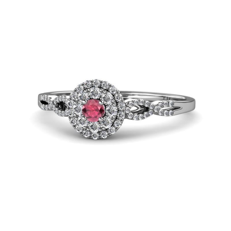 Iliana Prima Rhodolite Garnet and Diamond Halo Engagement Ring 