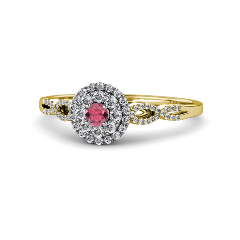 Iliana Prima Rhodolite Garnet and Diamond Halo Engagement Ring 