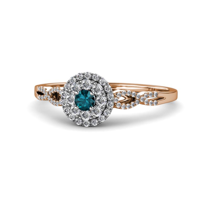 Iliana Prima London Blue Topaz and Diamond Halo Engagement Ring 