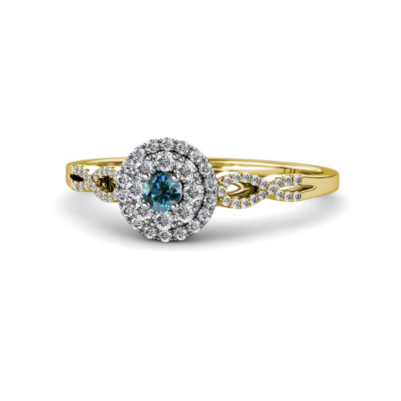 Iliana Prima Blue and White Diamond Halo Engagement Ring 