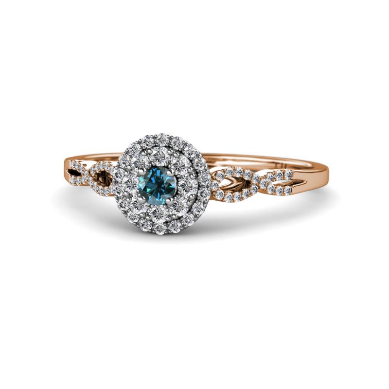 Iliana Prima Blue and White Diamond Halo Engagement Ring 