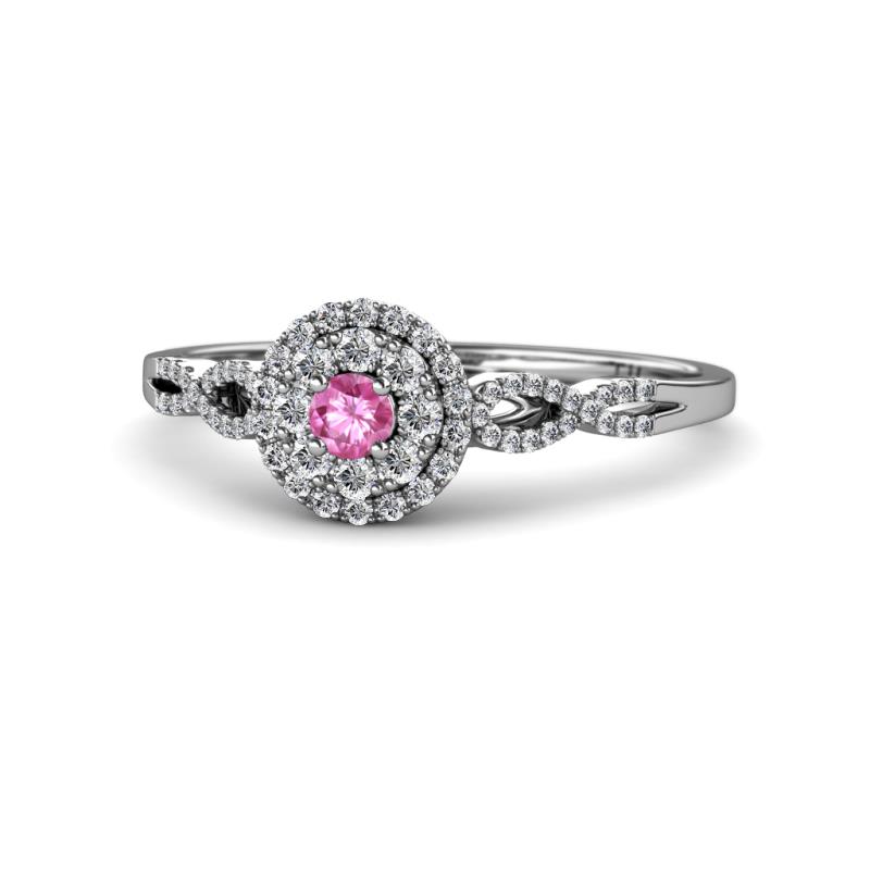 Iliana Prima Pink Sapphire and Diamond Halo Engagement Ring 