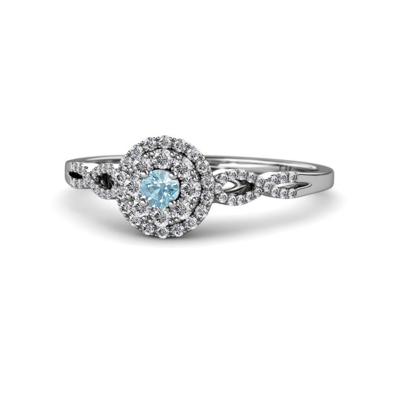 Iliana Prima Aquamarine and Diamond Halo Engagement Ring 