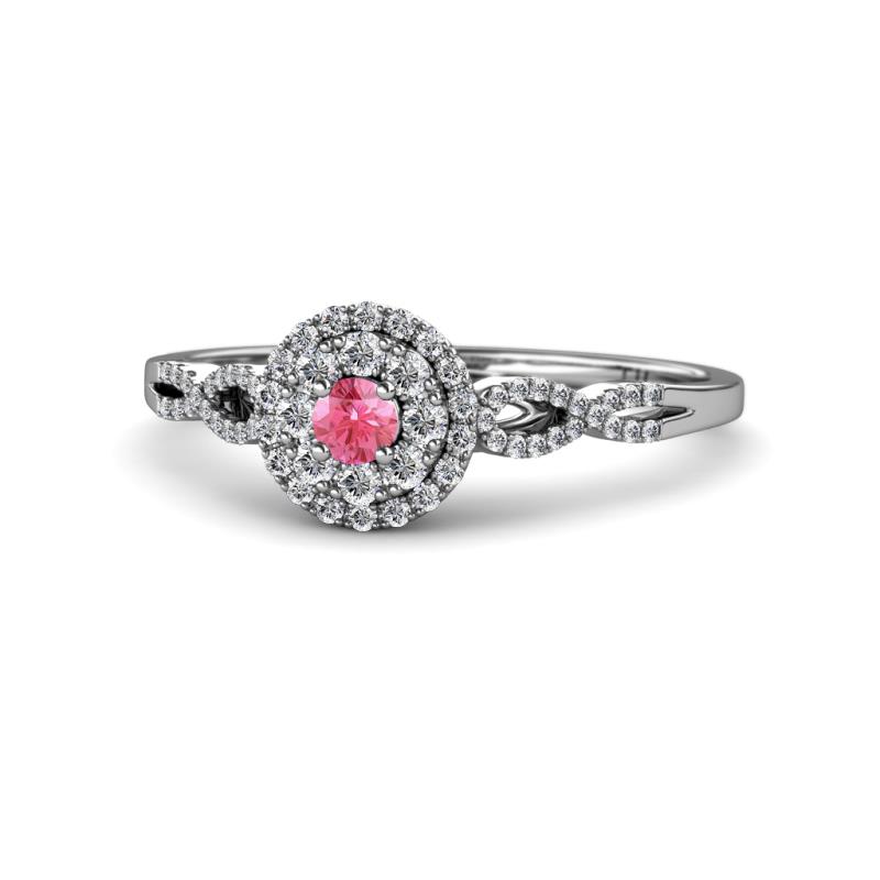 Iliana Prima Pink Tourmaline and Diamond Halo Engagement Ring 