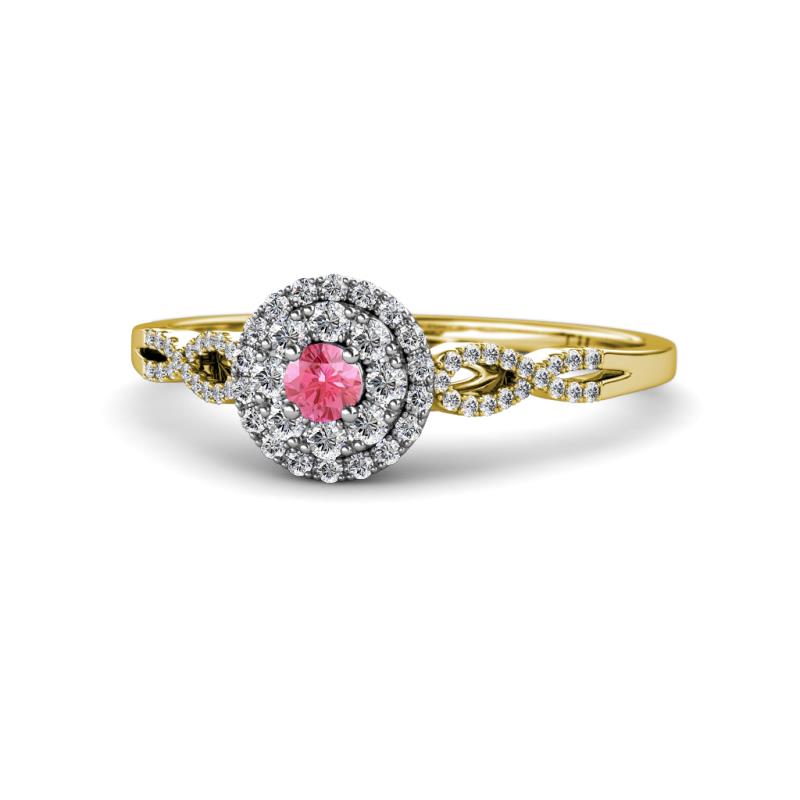Iliana Prima Pink Tourmaline and Diamond Halo Engagement Ring 