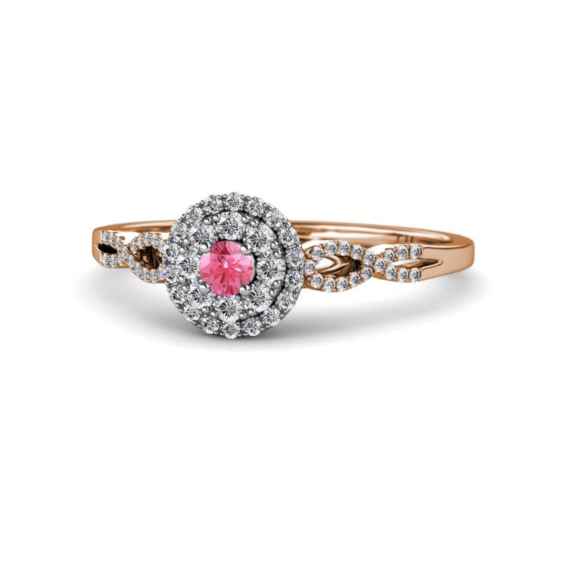 Iliana Prima Pink Tourmaline and Diamond Halo Engagement Ring 