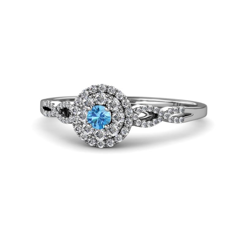 Iliana Prima Blue Topaz and Diamond Halo Engagement Ring 