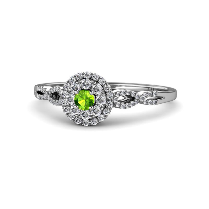 Iliana Prima Peridot and Diamond Halo Engagement Ring 