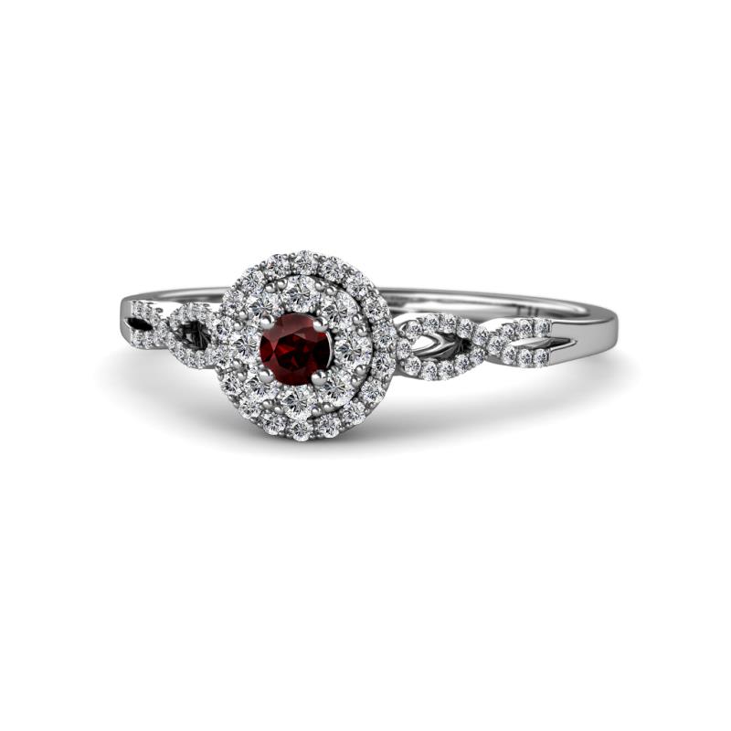 Iliana Prima Red Garnet and Diamond Halo Engagement Ring 