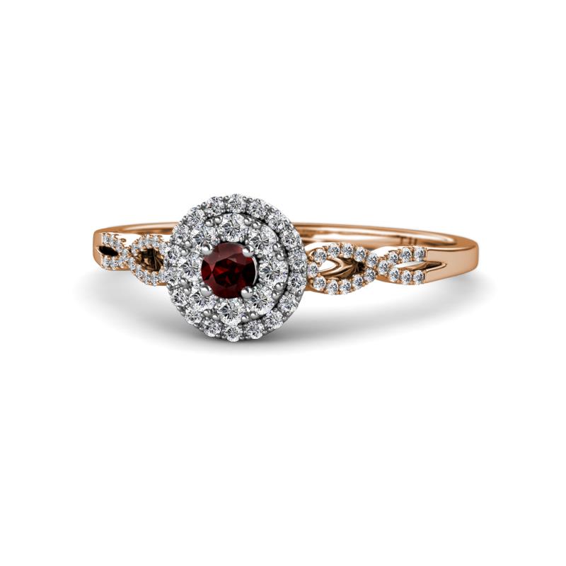 Iliana Prima Red Garnet and Diamond Halo Engagement Ring 