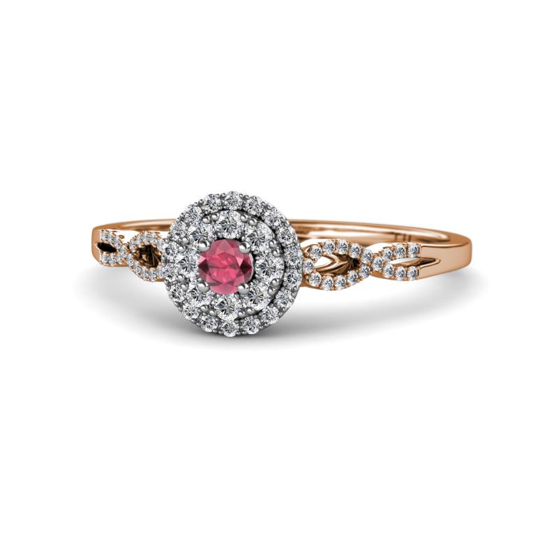 Iliana Prima Rhodolite Garnet and Diamond Halo Engagement Ring 