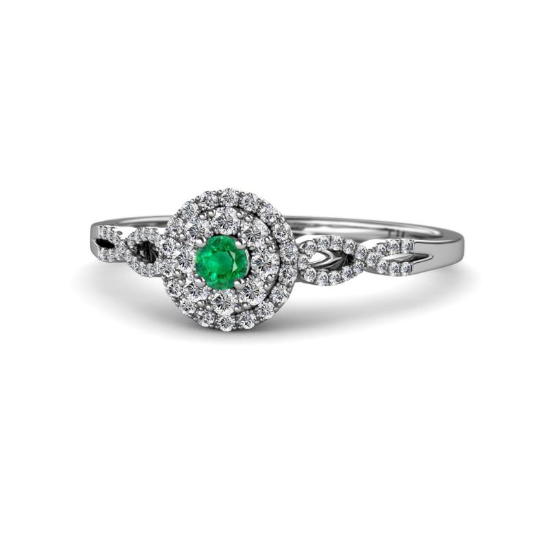 Iliana Prima Emerald and Diamond Halo Engagement Ring 