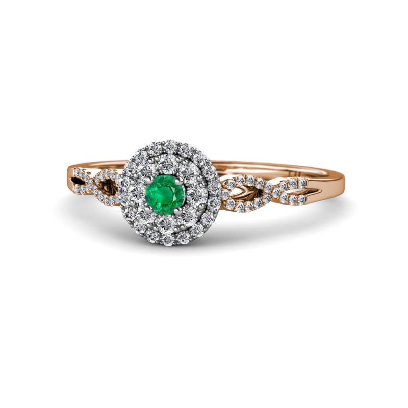 Iliana Prima Emerald and Diamond Halo Engagement Ring 
