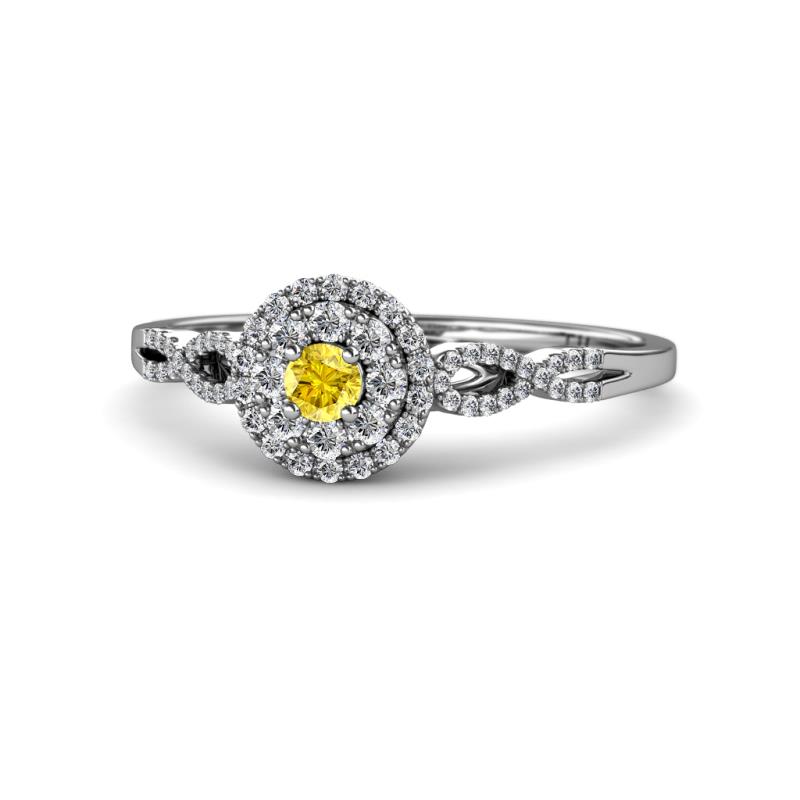Iliana Prima Yellow Sapphire and Diamond Halo Engagement Ring 