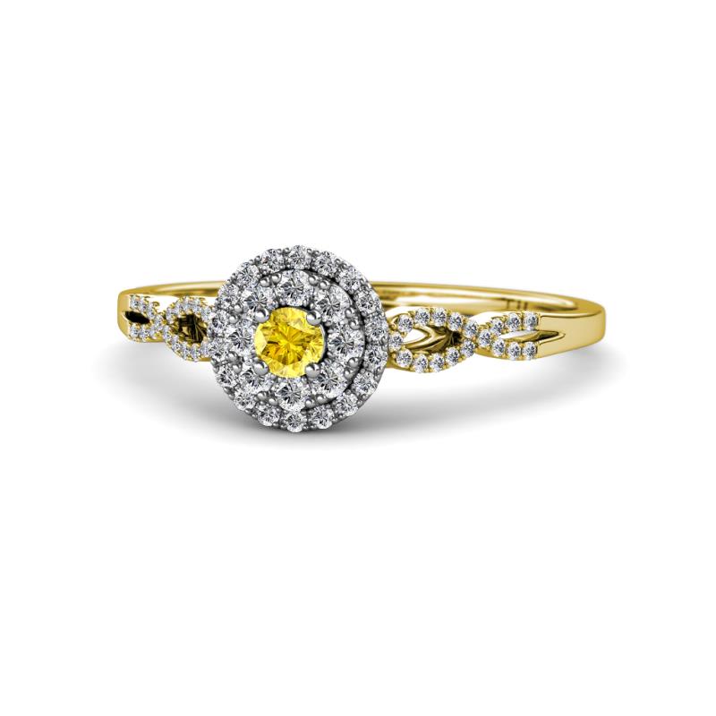 Iliana Prima Yellow Sapphire and Diamond Halo Engagement Ring 