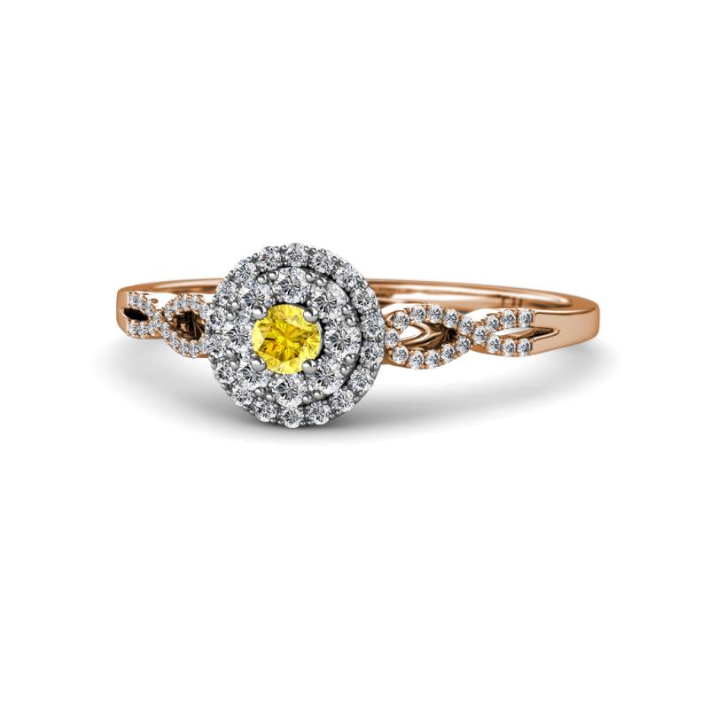 Iliana Prima Yellow Sapphire and Diamond Halo Engagement Ring 