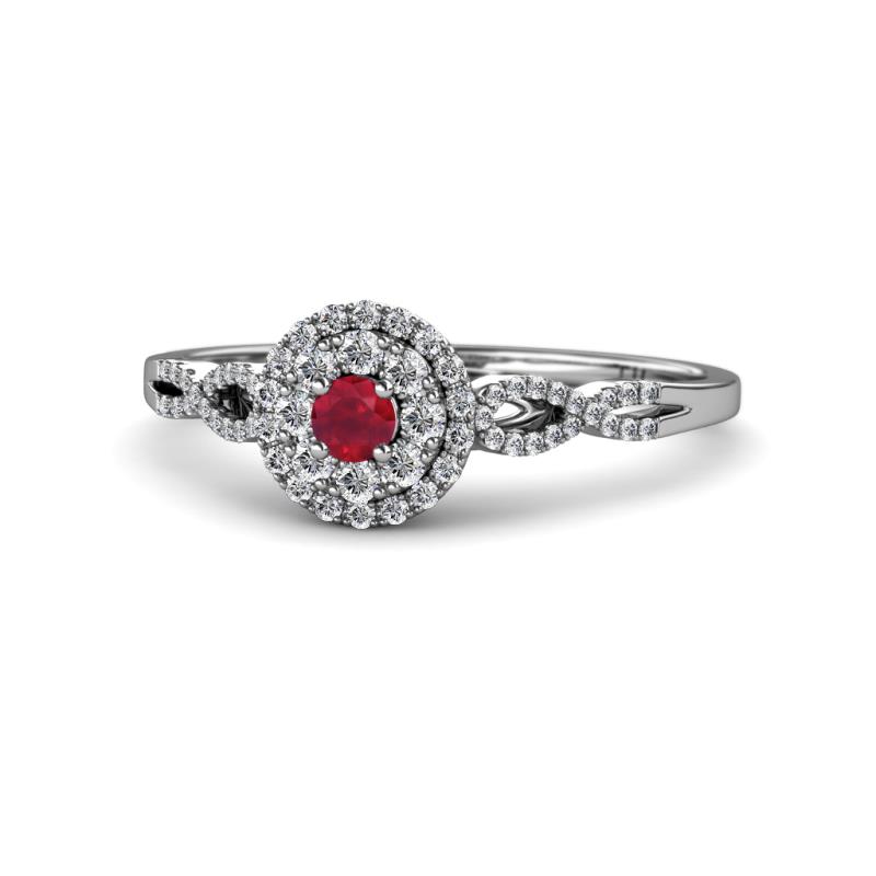 Iliana Prima Ruby and Diamond Halo Engagement Ring 