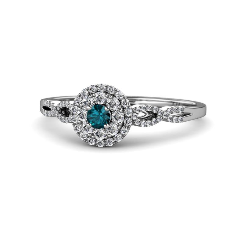 Iliana Prima London Blue Topaz and Diamond Halo Engagement Ring 