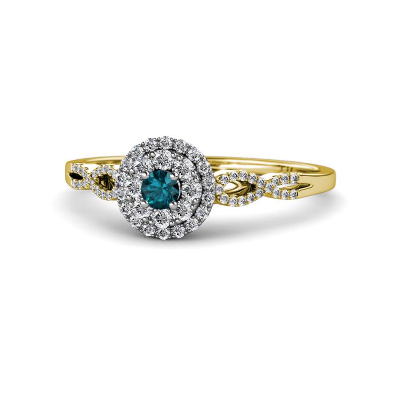 Iliana Prima London Blue Topaz and Diamond Halo Engagement Ring 