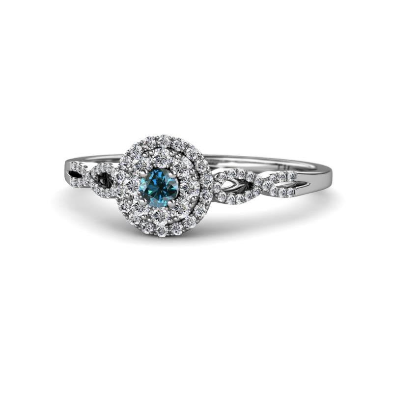 Iliana Prima Blue and White Diamond Halo Engagement Ring 